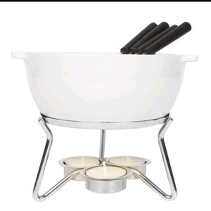 Boska White Ceramic Cheese Chocolate Fondue Set Serving of 4 No Box